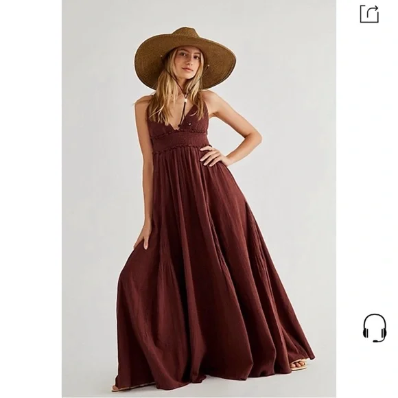 Free People Endless Summer Heat Haze Smocked Triangle Maxi Dress - Picture 1 of 9